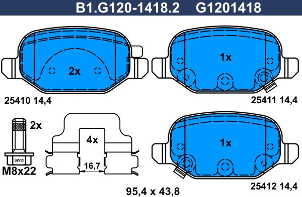 Galfer B1.G120-1418.2 - Гальмівні колодки, дискові гальма autocars.com.ua