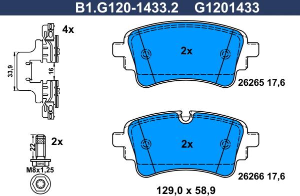 Galfer B1.G120-1433.2 - Гальмівні колодки, дискові гальма autocars.com.ua