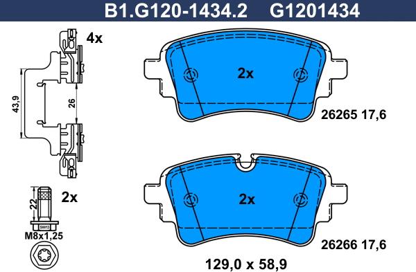 Galfer B1.G120-1434.2 - Гальмівні колодки, дискові гальма autocars.com.ua
