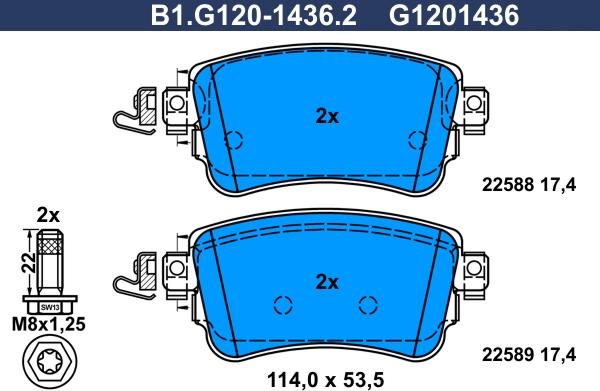 Galfer B1.G120-1436.2 - Гальмівні колодки, дискові гальма autocars.com.ua
