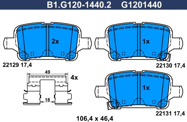 Galfer B1.G120-1440.2 - Гальмівні колодки, дискові гальма autocars.com.ua