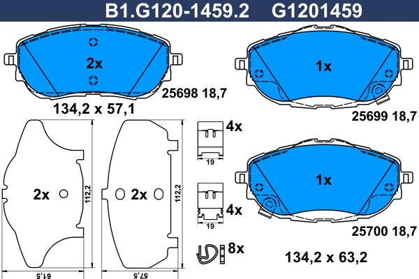 Galfer B1.G120-1459.2 - Гальмівні колодки, дискові гальма autocars.com.ua