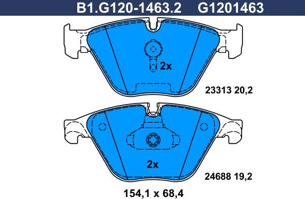 Galfer B1.G120-1463.2 - Гальмівні колодки, дискові гальма autocars.com.ua