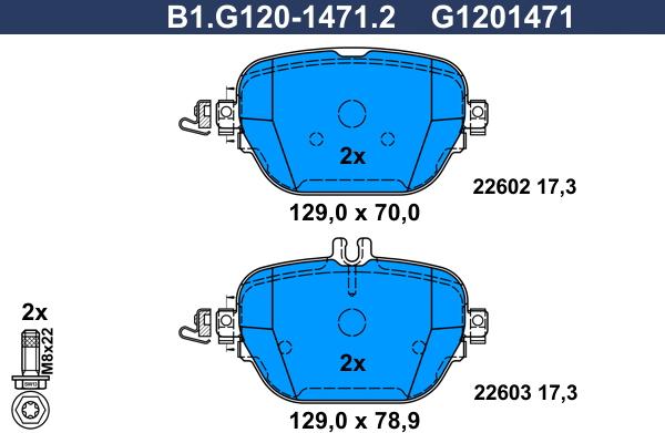 Galfer B1.G120-1471.2 - Гальмівні колодки, дискові гальма autocars.com.ua