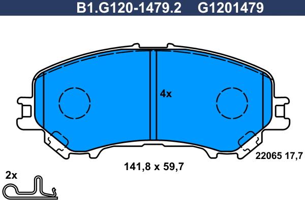 Galfer B1.G120-1479.2 - Гальмівні колодки, дискові гальма autocars.com.ua