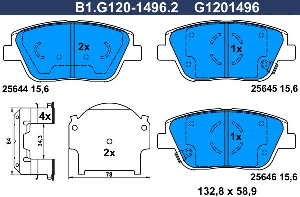 Galfer B1.G120-1496.2 - Гальмівні колодки, дискові гальма autocars.com.ua