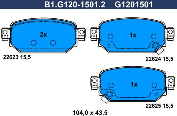 Galfer B1.G120-1501.2 - Тормозные колодки, дисковые, комплект autodnr.net