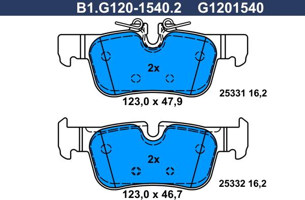 Galfer B1.G120-1540.2 - Тормозные колодки, дисковые, комплект avtokuzovplus.com.ua