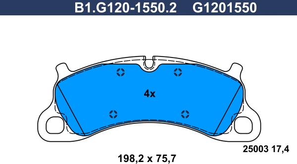 Galfer B1G12015502 - Тормозные колодки, дисковые, комплект avtokuzovplus.com.ua