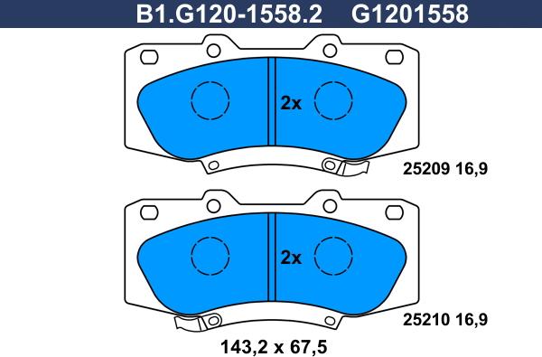 Galfer B1.G120-1558.2 - Тормозные колодки, дисковые, комплект avtokuzovplus.com.ua