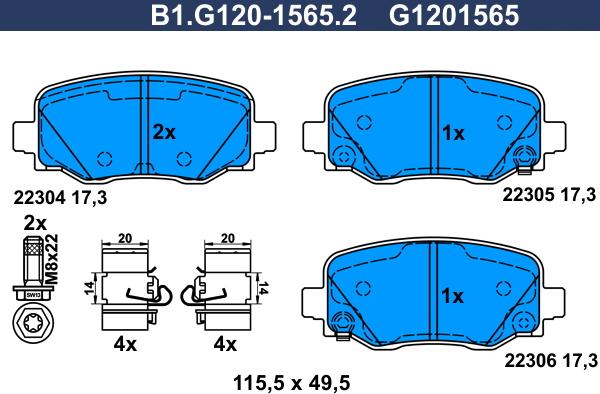 Galfer B1.G120-1565.2 - Гальмівні колодки, дискові гальма autocars.com.ua
