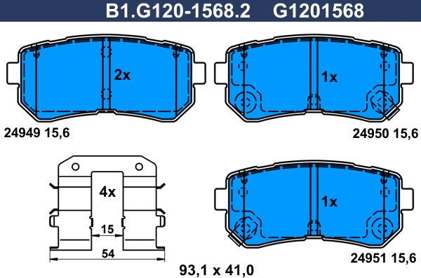 Galfer B1.G120-1568.2 - Тормозные колодки, дисковые, комплект autodnr.net