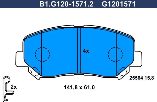 Galfer B1.G120-1571.2 - Гальмівні колодки, дискові гальма autocars.com.ua