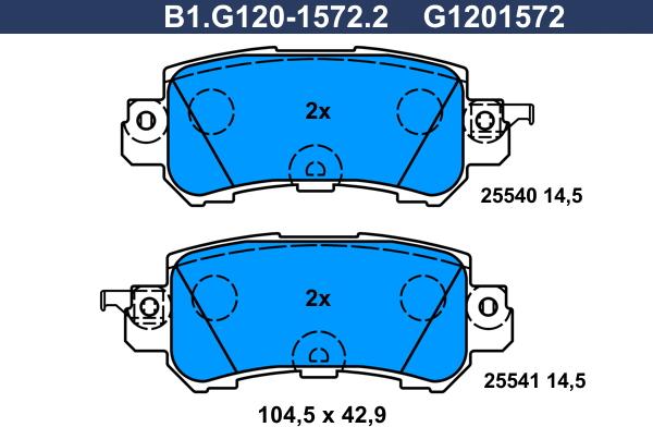 Galfer B1.G120-1572.2 - Гальмівні колодки, дискові гальма autocars.com.ua