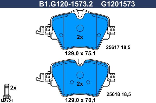 Galfer B1.G120-1573.2 - Гальмівні колодки, дискові гальма autocars.com.ua