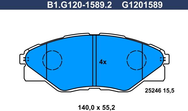 Galfer B1.G120-1589.2 - Гальмівні колодки, дискові гальма autocars.com.ua