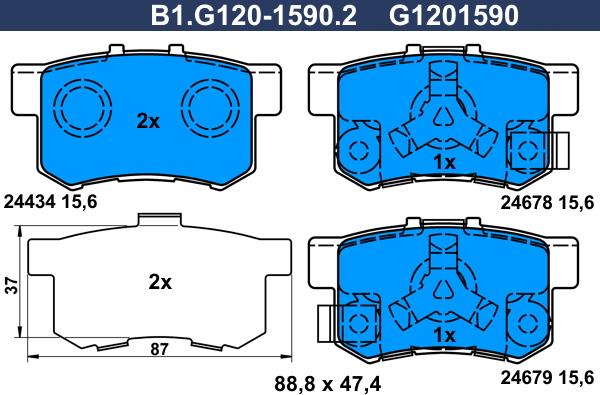 Galfer B1.G120-1590.2 - Тормозные колодки, дисковые, комплект autodnr.net