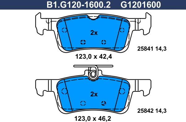 Galfer B1.G120-1600.2 - Тормозные колодки, дисковые, комплект avtokuzovplus.com.ua