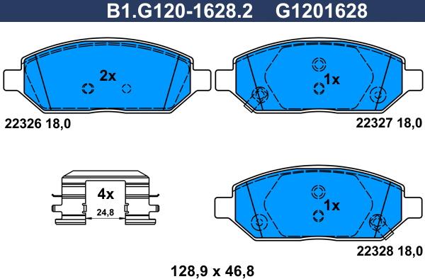 Galfer B1.G120-1628.2 - Гальмівні колодки, дискові гальма autocars.com.ua