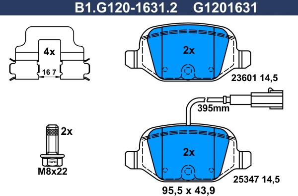 Galfer B1.G120-1631.2 - Гальмівні колодки, дискові гальма autocars.com.ua