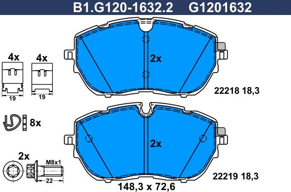 Galfer B1.G120-1632.2 - Тормозные колодки, дисковые, комплект avtokuzovplus.com.ua