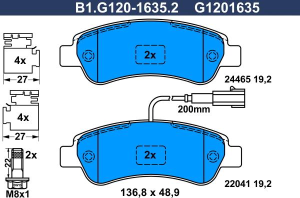 Galfer B1.G120-1635.2 - Тормозные колодки, дисковые, комплект autodnr.net