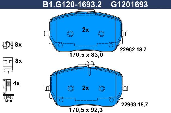 Galfer B1.G120-1693.2 - Гальмівні колодки, дискові гальма autocars.com.ua