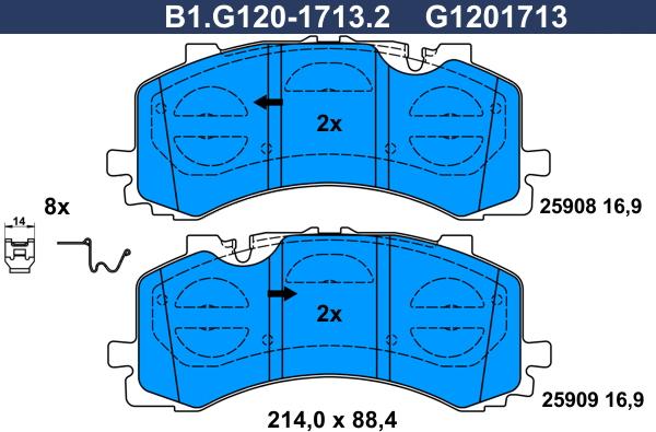 Galfer B1.G120-1713.2 - Тормозные колодки, дисковые, комплект avtokuzovplus.com.ua