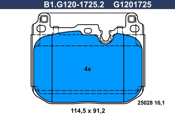 Galfer B1.G120-1725.2 - Тормозные колодки, дисковые, комплект avtokuzovplus.com.ua