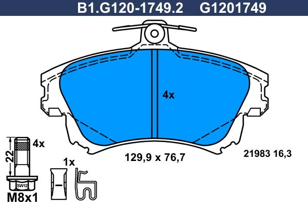 Galfer B1.G120-1749.2 - Тормозные колодки, дисковые, комплект avtokuzovplus.com.ua