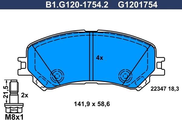 Galfer B1.G120-1754.2 - Гальмівні колодки, дискові гальма autocars.com.ua