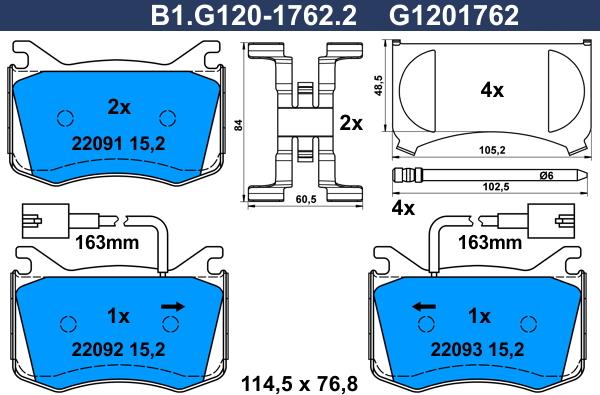 Galfer B1G12017622 - Гальмівні колодки, дискові гальма autocars.com.ua