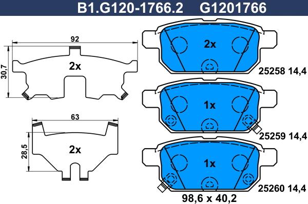 Galfer B1.G120-1766.2 - Гальмівні колодки, дискові гальма autocars.com.ua