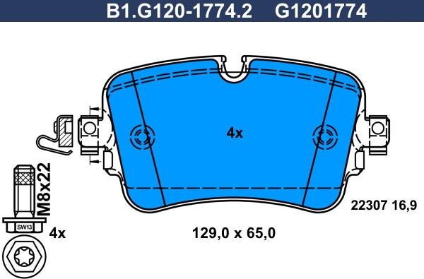 Galfer B1G12017742 - Тормозные колодки, дисковые, комплект avtokuzovplus.com.ua