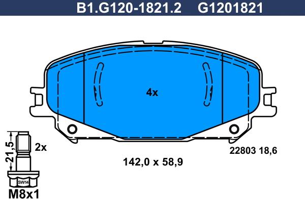 Galfer B1G12018212 - Гальмівні колодки, дискові гальма autocars.com.ua