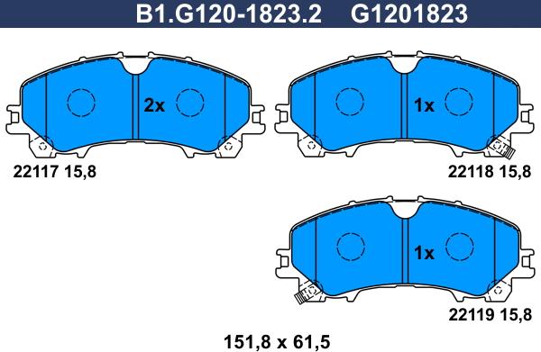 Galfer B1.G120-1823.2 - Тормозные колодки, дисковые, комплект avtokuzovplus.com.ua