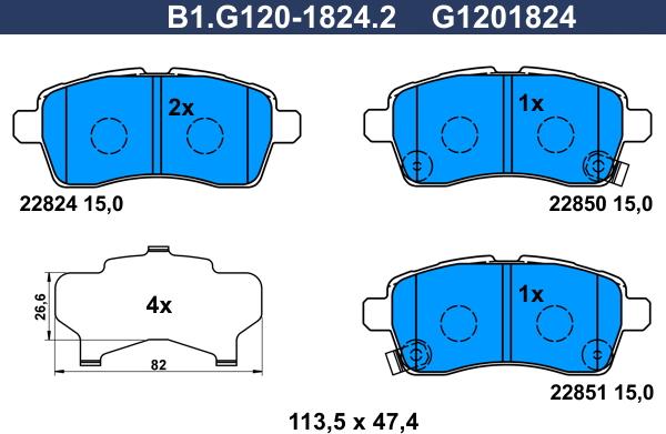 Galfer B1.G120-1824.2 - Тормозные колодки, дисковые, комплект autodnr.net