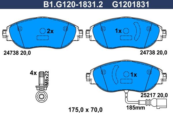 Galfer B1G12018312 - Гальмівні колодки, дискові гальма autocars.com.ua