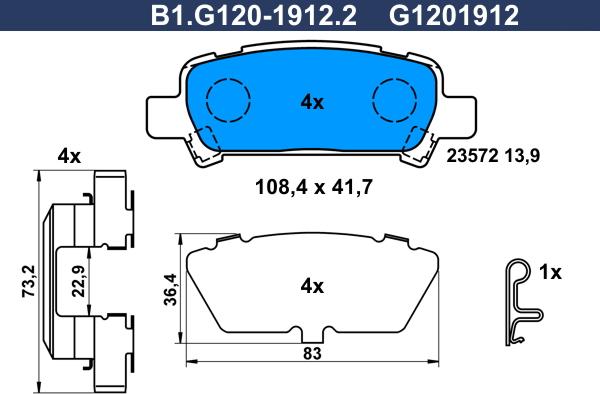 Galfer B1.G120-1912.2 - Тормозные колодки, дисковые, комплект avtokuzovplus.com.ua