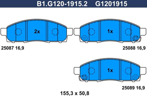 Galfer B1.G120-1915.2 - Гальмівні колодки, дискові гальма autocars.com.ua