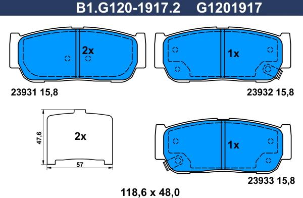 Galfer B1.G120-1917.2 - Гальмівні колодки, дискові гальма autocars.com.ua