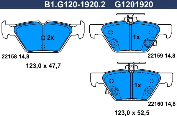 Galfer B1.G120-1920.2 - Тормозные колодки, дисковые, комплект avtokuzovplus.com.ua