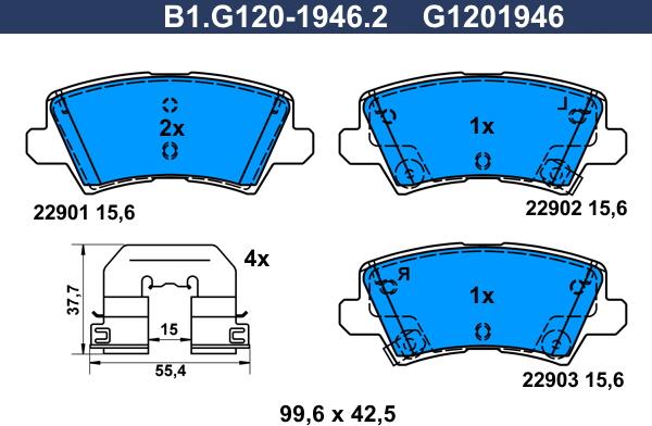 Galfer B1.G120-1946.2 - Гальмівні колодки, дискові гальма autocars.com.ua