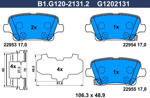 Galfer B1.G120-2131.2 - Гальмівні колодки, дискові гальма autocars.com.ua