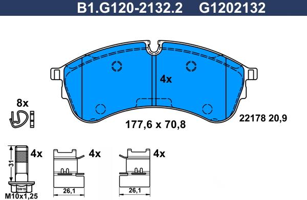 Galfer B1.G120-2132.2 - Гальмівні колодки, дискові гальма autocars.com.ua