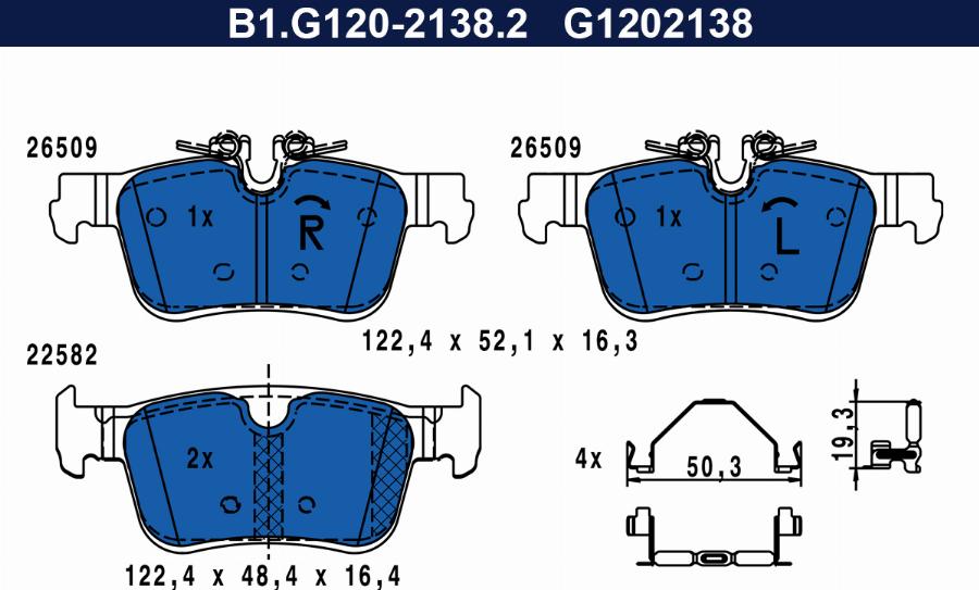 Galfer B1.G120-2138.2 - Гальмівні колодки, дискові гальма autocars.com.ua