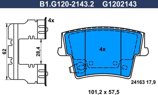 Galfer B1.G120-2143.2 - Гальмівні колодки, дискові гальма autocars.com.ua