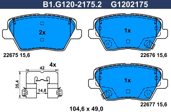 Galfer B1.G120-2175.2 - Тормозные колодки, дисковые, комплект avtokuzovplus.com.ua