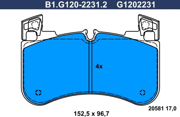 Galfer B1.G120-2231.2 - Гальмівні колодки, дискові гальма autocars.com.ua