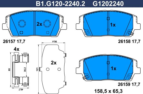 Galfer B1.G120-2240.2 - Гальмівні колодки, дискові гальма autocars.com.ua